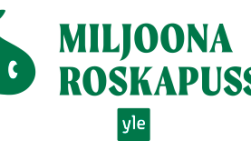 Roskapussilogo, jossa teksti "Miljoona roskapussia".
