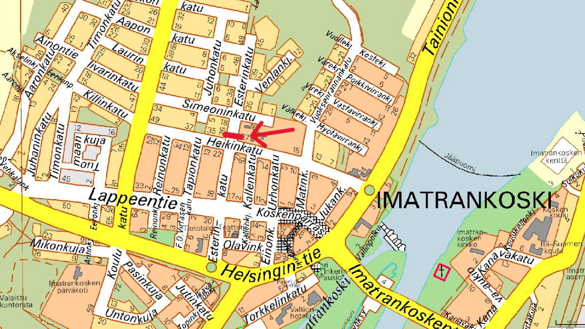 Esterinkadun liikennekatkoksen kartta.
