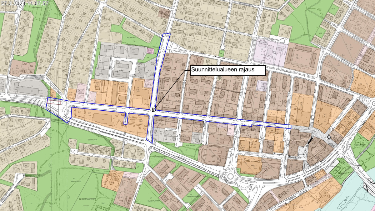 Koulukatu-Lappeentie-suunnittelualue kartalla