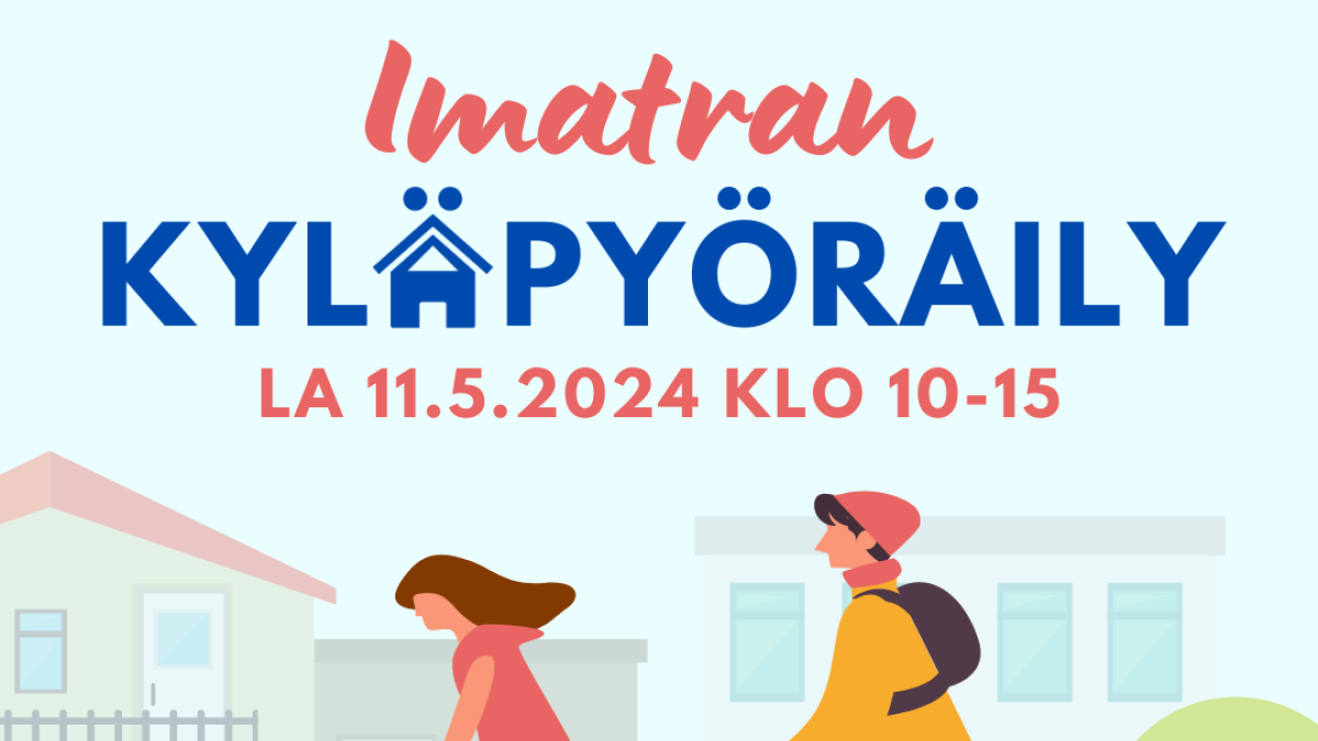 Kyläpyöräily 2024 mainos, jossa on pyöräilijöitä piirroshahmoina.