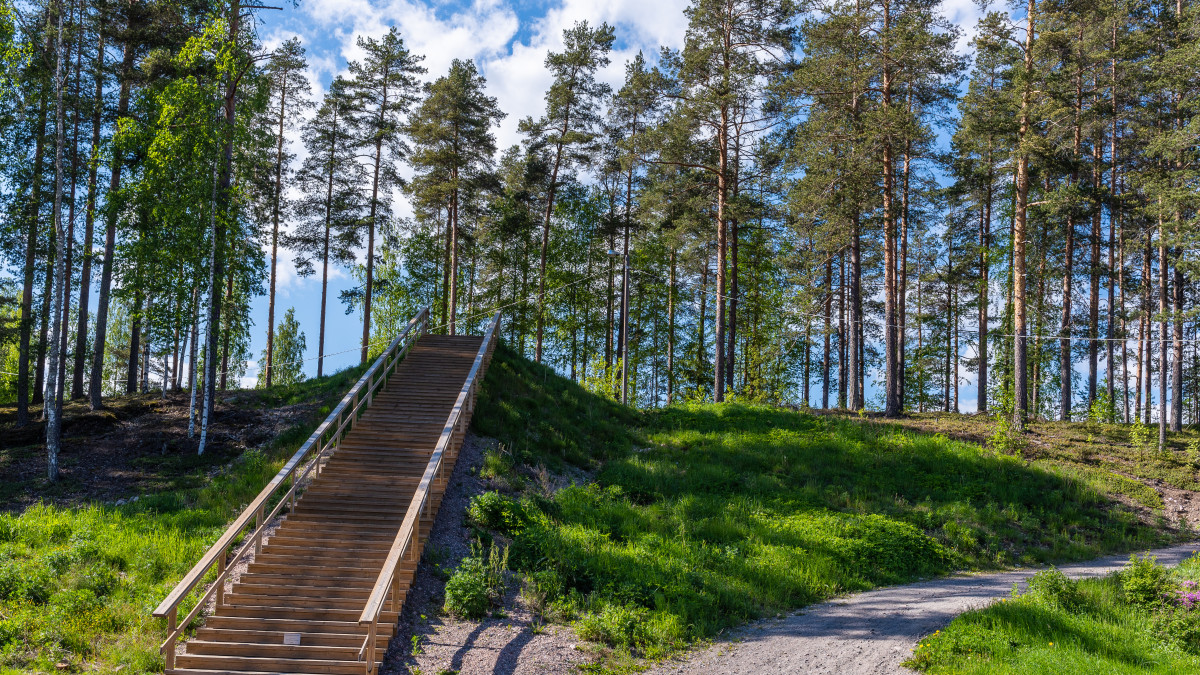 Ukonniemen kuntoportaat kuvattuna kesällä.