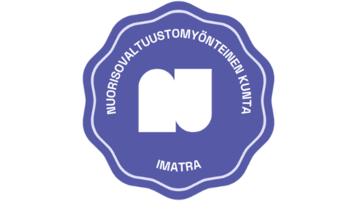 Sininen Nuorisovaltuustomyönteinen kunta -sertifikaatti.