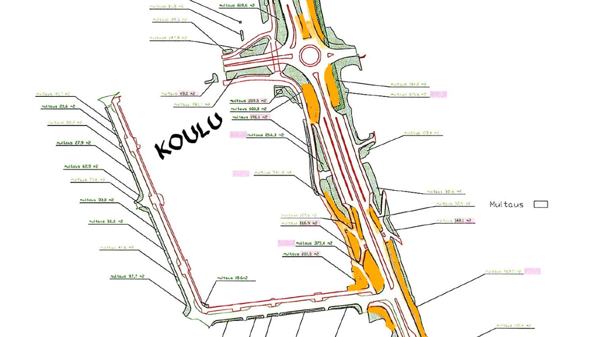 Nurmetettavat alueet oranssilla merkityille alueille piirroskuvassa.