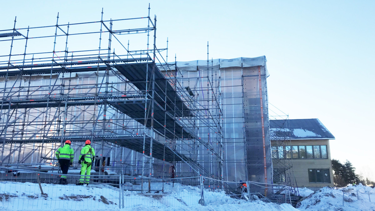 Työt etenivät aikataulussa, talvet olivat suotuisia rakentamiselle Kuva maaliskuulta 2019.