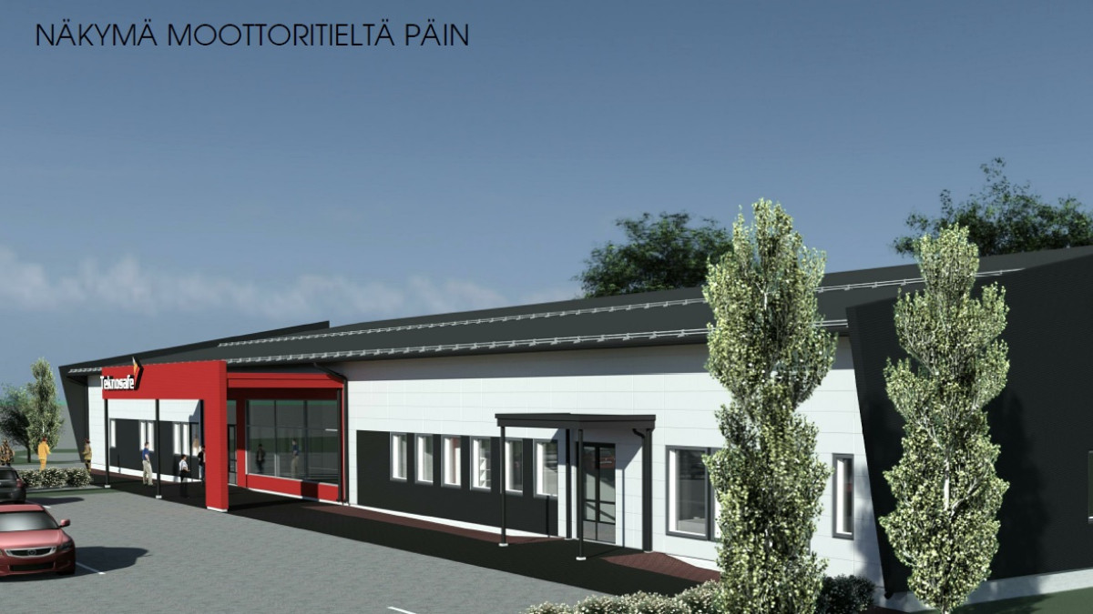Yrityspuiston ensimmäisen kiinteistön havainnekuva.