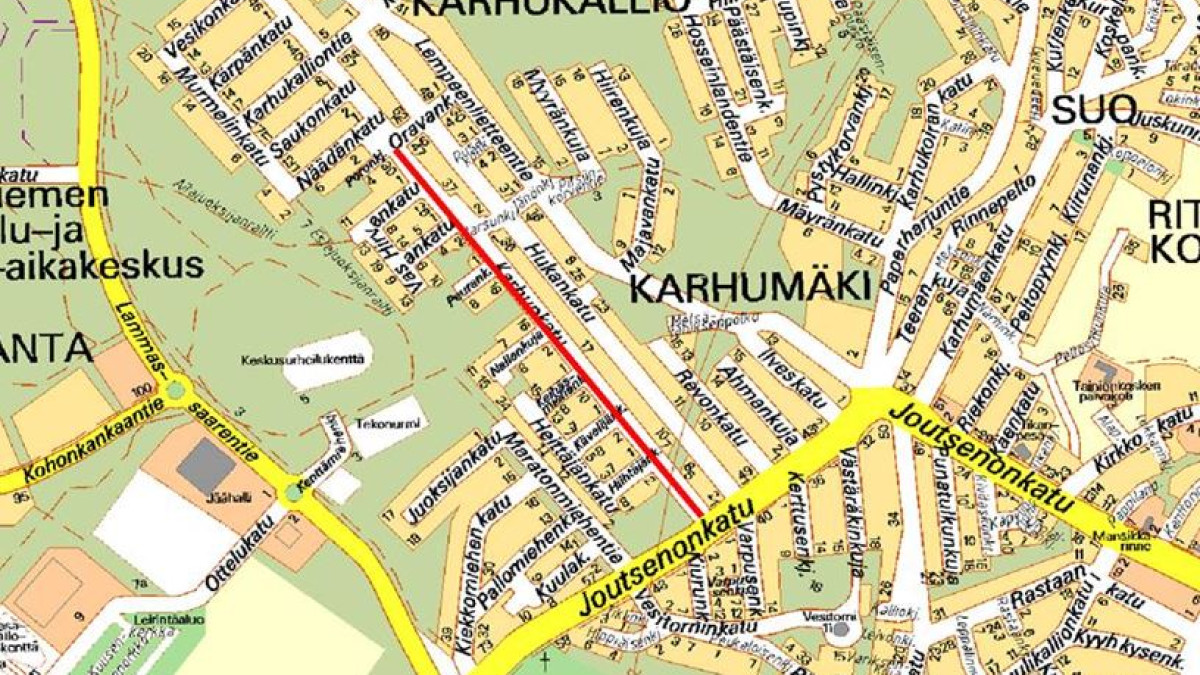 Kolmioiden poistamisalue Karhunkadulla