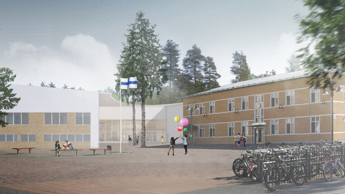Kosken koulukeksuksen uudisrakennus sijoittuu lyseon viereen.
