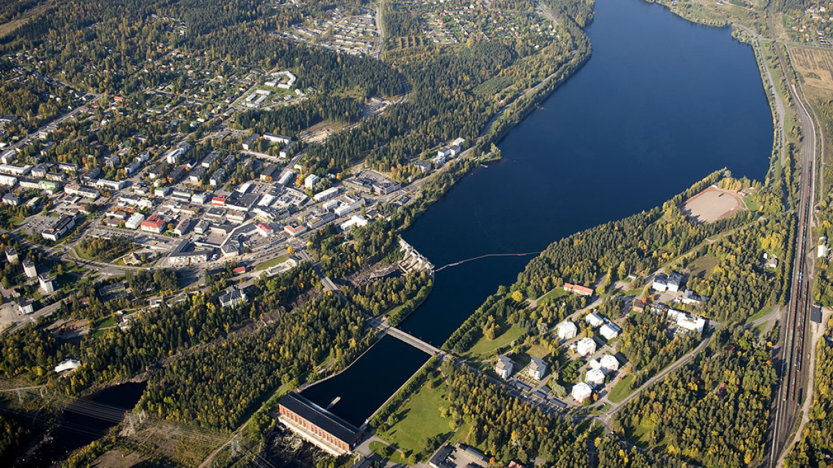 Imatra kuvattuna lentokonesta