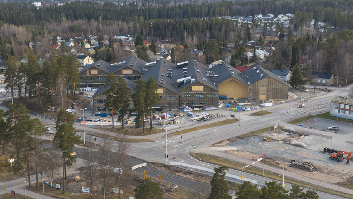 Kiertoliittymätyön aluetta huhtikuussa 2020.