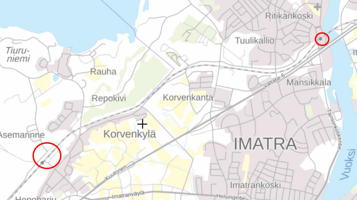 Karttakuva ratatöistä.