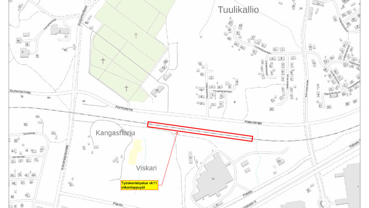 Kartta ratatyöalueesta.