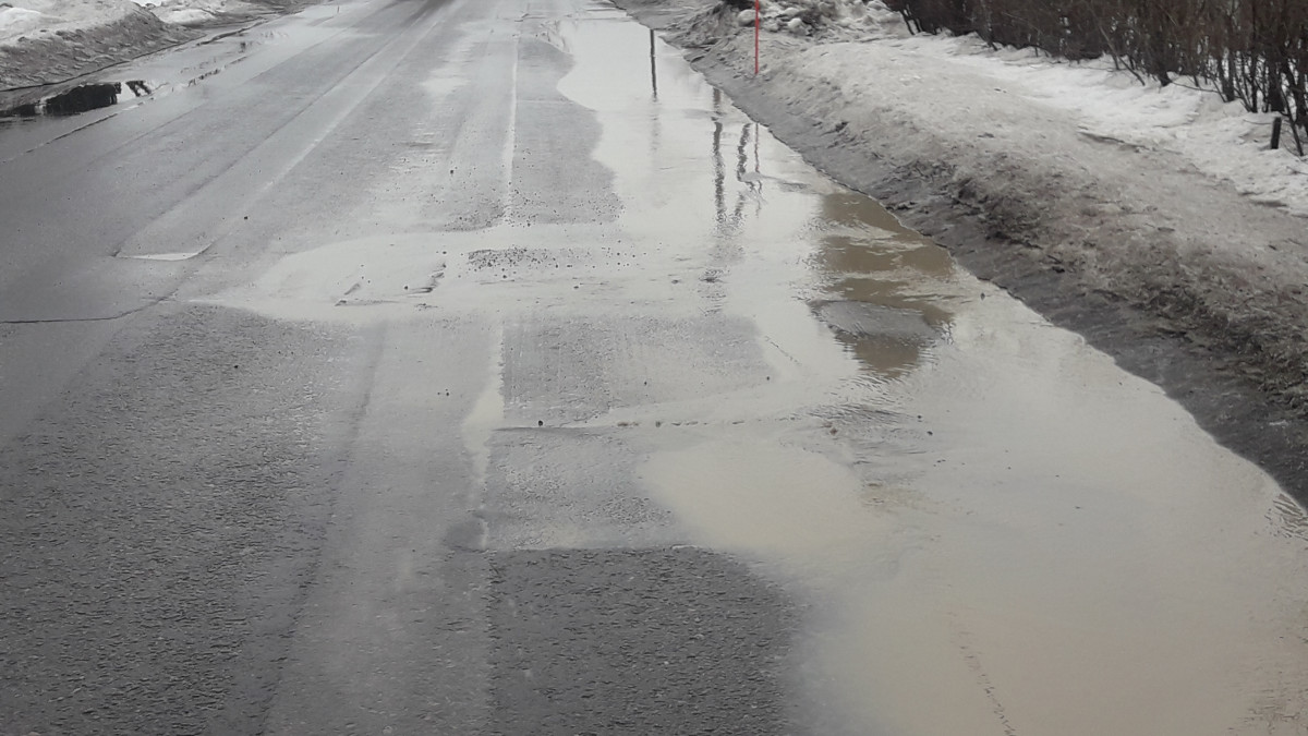 Vettä kadulla.