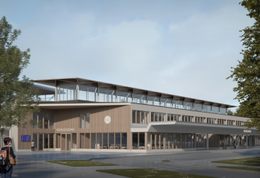 Havainnekuva asemasta Tainionkoskentien puoleiselta sivulta. Futudesign.