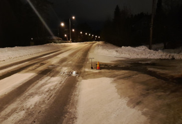 Vuotopaikka Korvenkannantien ja Jaanankujan risteyksessä.