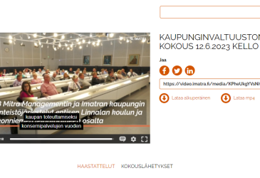 Kuvakaappaus valtuuston kokouslähetyksestä.