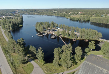 Varpasaari ja Vuoksi ylhäältä kuvattuna.