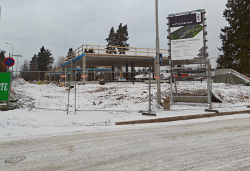 Palvelutalo Juhonkodin rakennustyömaa.