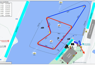 Imatra Power Boat Race kilpailualue kartalla.