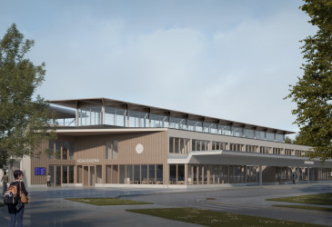 Imatran keskusaseman visualisoitu kuva ulkoa.