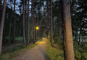 tunnelmallinen valaistus polulla
