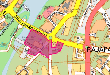 Karttapohjalla punaisella maalattu alue.