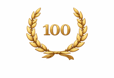 Luku 100 laakeriseppeleen keskellä