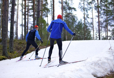 Hiihtäjiä ladulla.