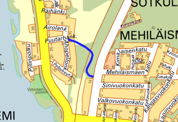 Karttakuva uudesta tielinjauksesta