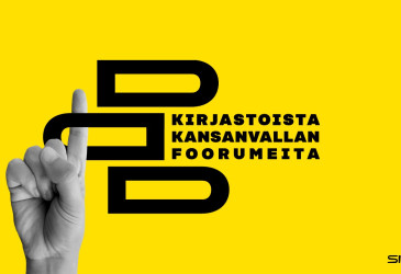 Kirjastoista kansanvallan foorumeita -hankekokonaisuuden logo.