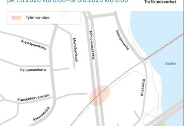 Melua aiheuttavia töitä Tainionkoskentiellä