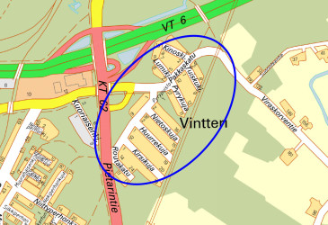 Karttakuva Imatran Vintterin alueesta.