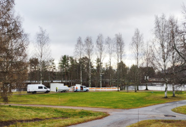 Jätevesipumppaamon saneeraustyöt Vuoksen rannassa.