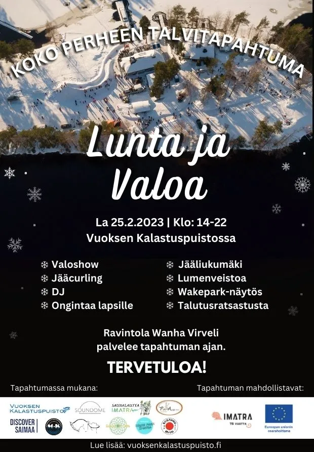 Lunta ja valoa talvitapahtuma 2023 ohjelma.