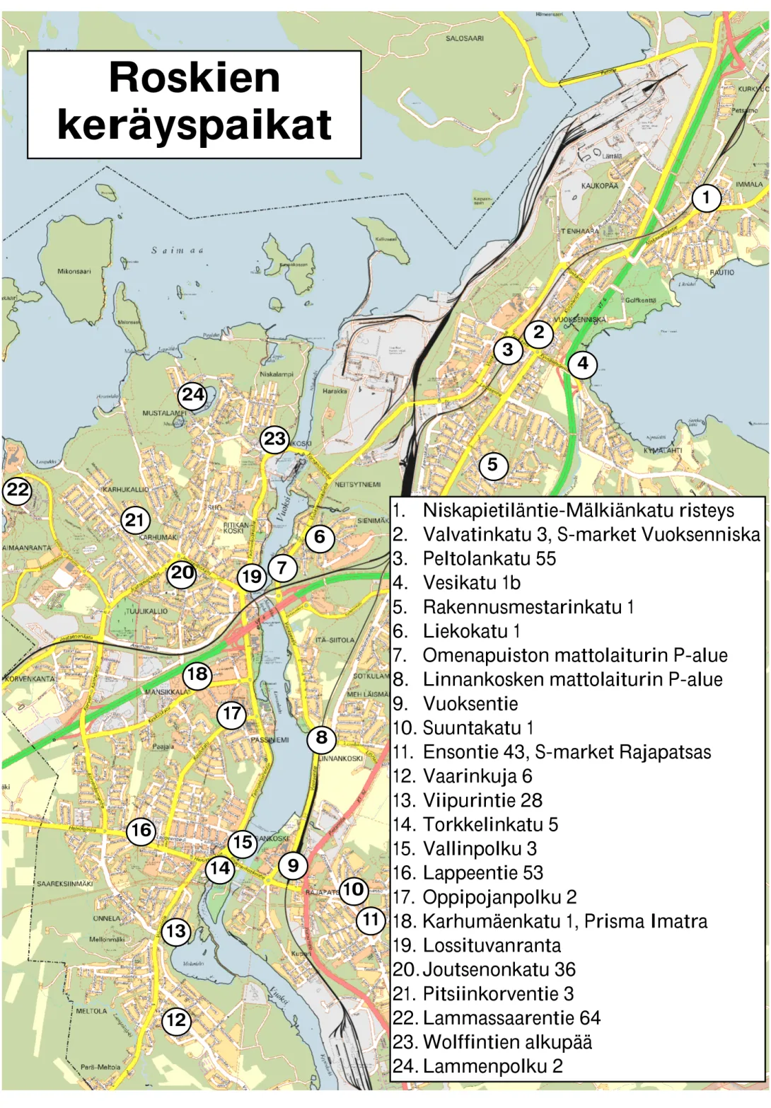 Roskien keräyspaikat 2024