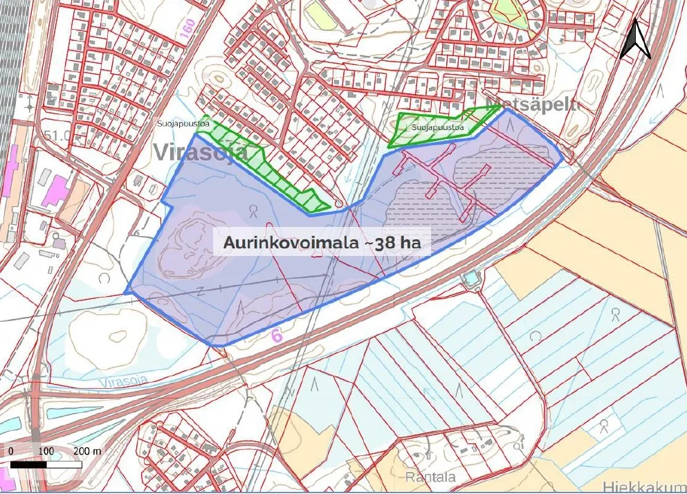 Virasojan aurinkovoimalan kartta.