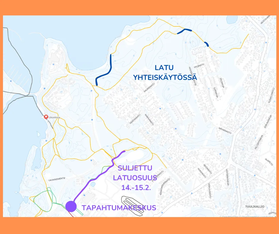 Saimaa Winter Trail karttakuva Ukonniemestä.