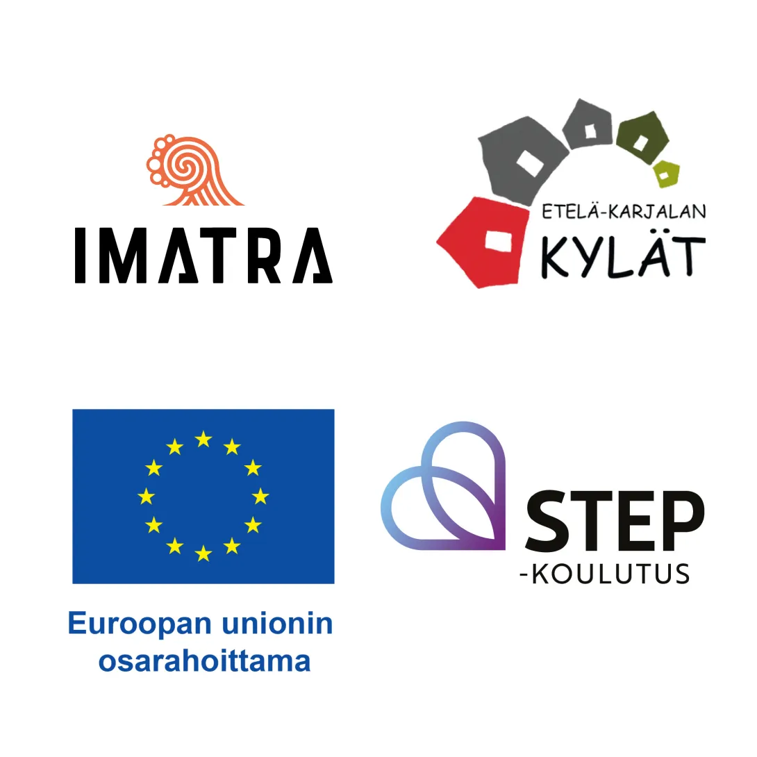 Neljä logoa, Imatra, Etleä-Karjalan kylät ry, Euroopan unionin osarahoittama ja Step-koulutus.