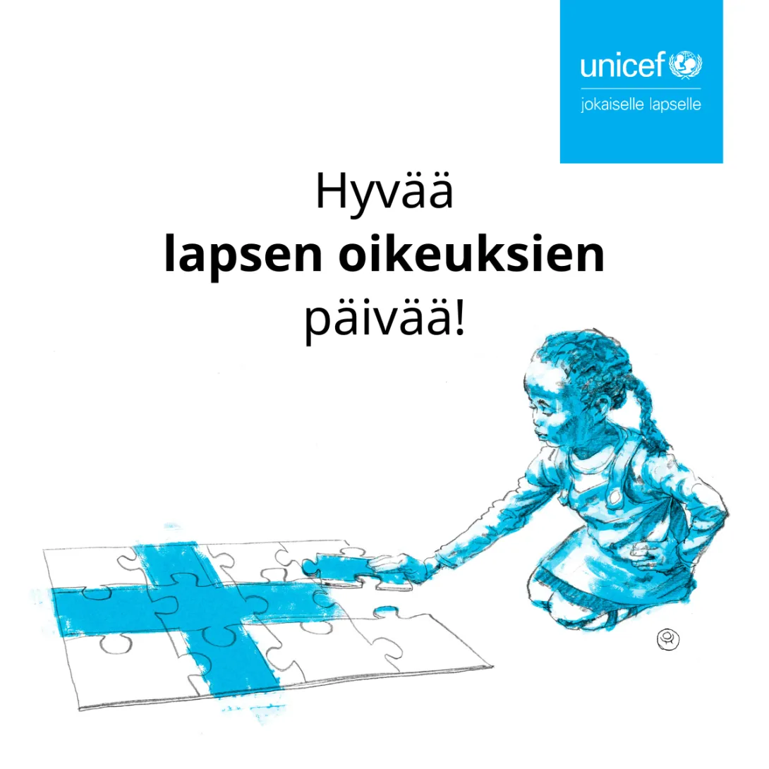 UNICEFin Hyvää lapsen oikeuksien päivää-kuva.