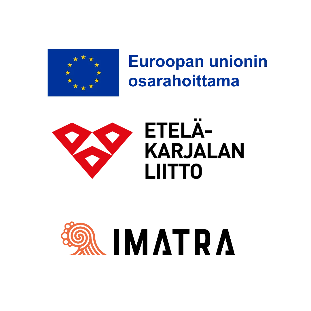 EU:n, Imatran kaupungin ja Etelä-Karjalan Liiton logot.